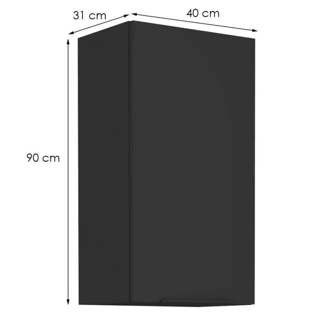 Konyhaszekrény Siena fekete matt 40g-90 1f