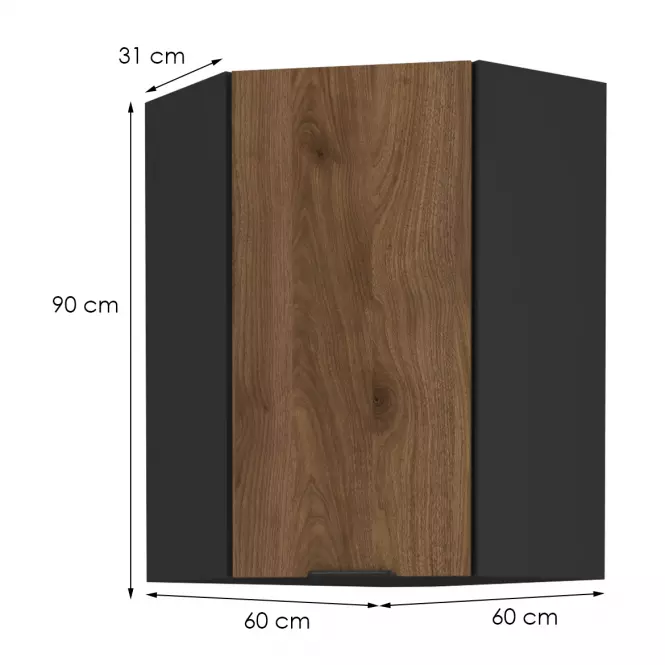 Konyhaszekrény Monza dió okapi 60x60 Gn-90 1f (45°)