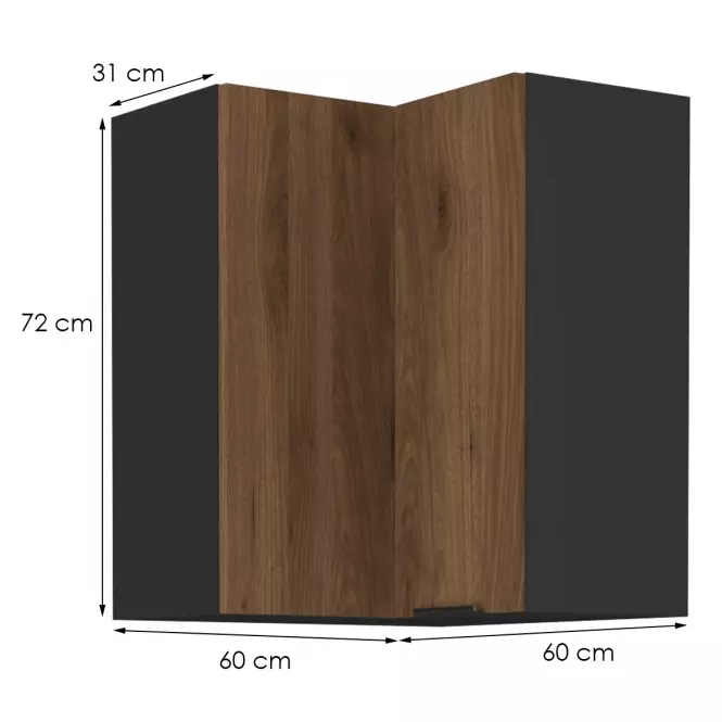 Konyhaszekrény Monza dió okapi 60x60 Gn-72 1f (90°),2