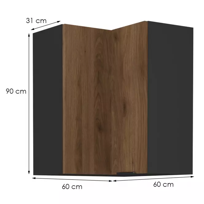Konyhaszekrény Monza dió okapi 60x60 Gn-90 1f (90°)