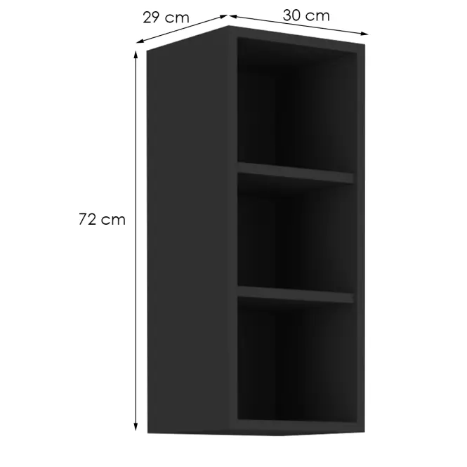 Konyhaszekrény Siena/Monza/Arona fekete matt 30g-72 Otw,2