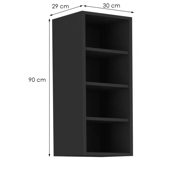 Konyhaszekrény Siena/Monza/Arona fekete matt 30g-90 Otw