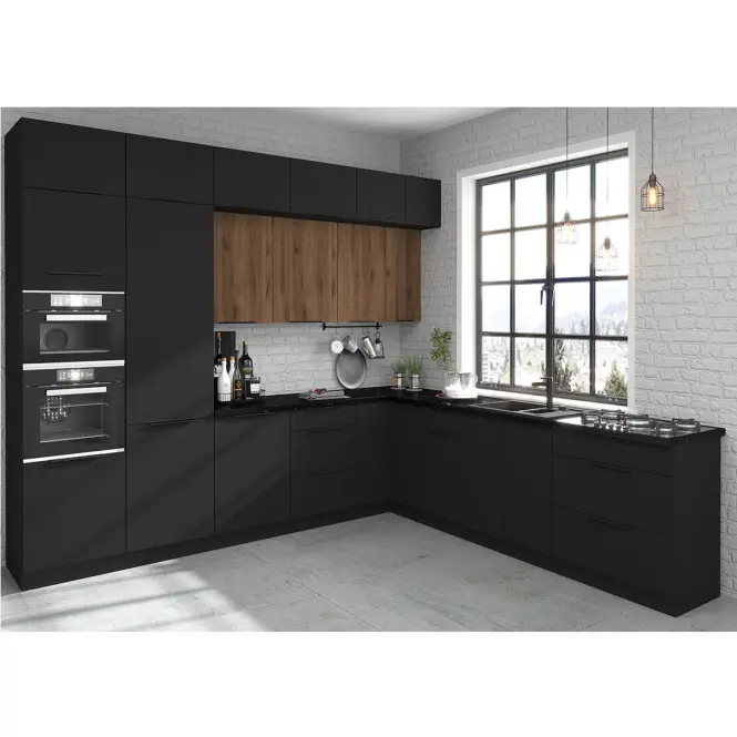 Konyhaszekrény Siena/Monza/Arona fekete matt 15g-90 Otw,3
