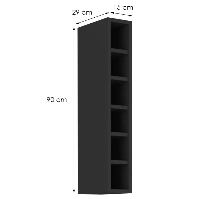 Konyhaszekrény Siena/Monza/Arona fekete matt 15g-90 Otw,2