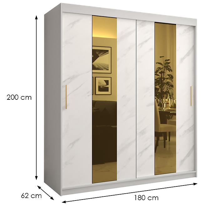 Szekrény Platinum Pole 180 fehér márvány/fehér