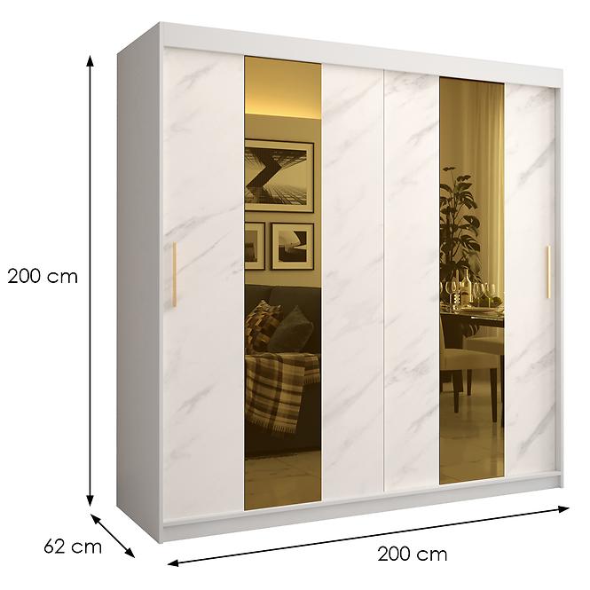 Szekrény Platinum Pole 200 fehér márvány/fehér