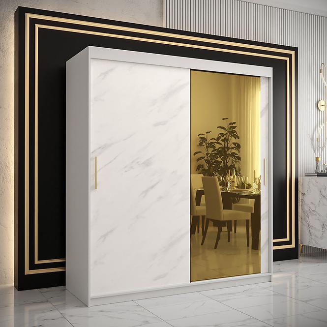 Szekrény Platinum T2 180 fehér márvány/fehér