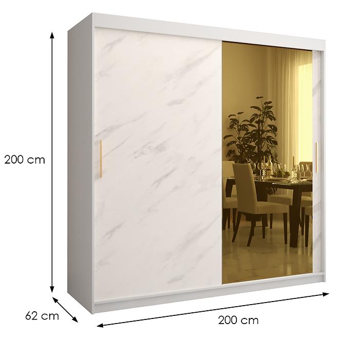 Szekrény Platinum T2 200 fehér márvány/fehér