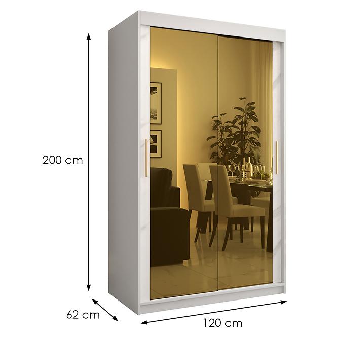 Szekrény Platinum T3 120 fehér márvány/fehér