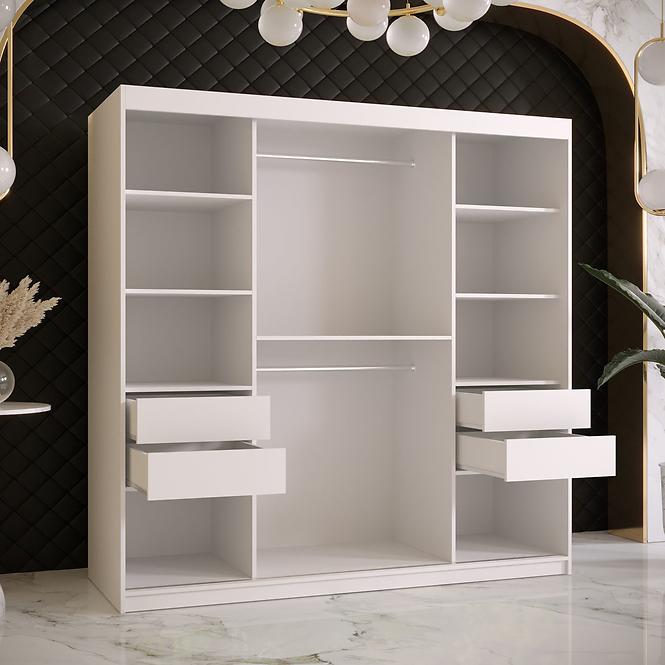Szekrény Platinum T3 180 fehér márvány/fehér