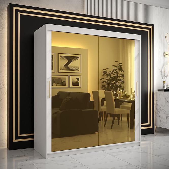 Szekrény Platinum T3 180 fehér márvány/fehér