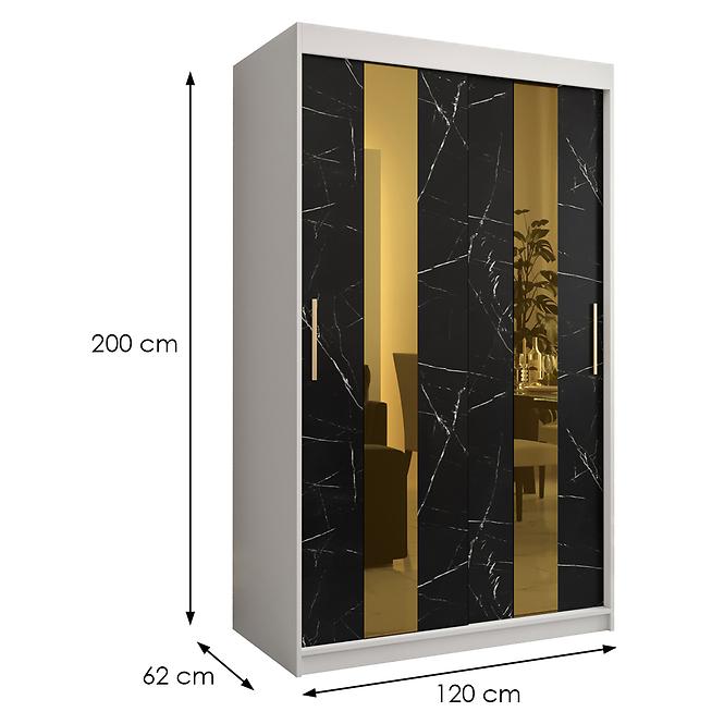 Szekrény Platinum Pole 120 fehér márvány/fekete
