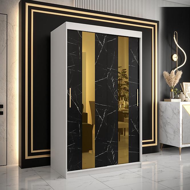 Szekrény Platinum Pole 120 fehér márvány/fekete