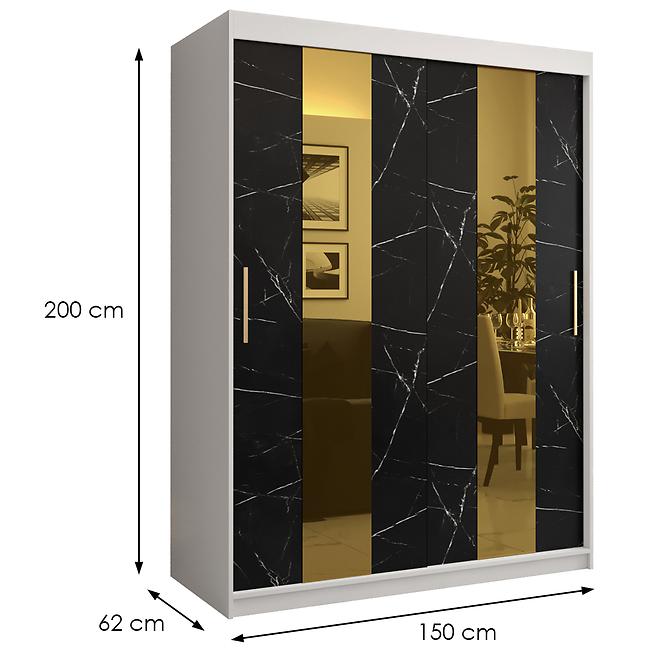 Szekrény Platinum Pole 150 fehér márvány/fekete
