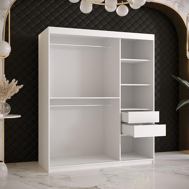 Szekrény Platinum Pole 150 fehér márvány/fekete
