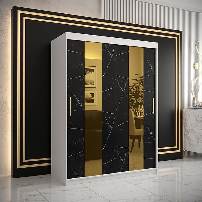 Szekrény Platinum Pole 150 fehér márvány/fekete