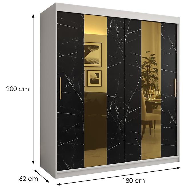 Szekrény Platinum Pole 180 fehér márvány/fekete