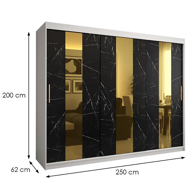 Szekrény Platinum Pole 250 fehér márvány/fekete