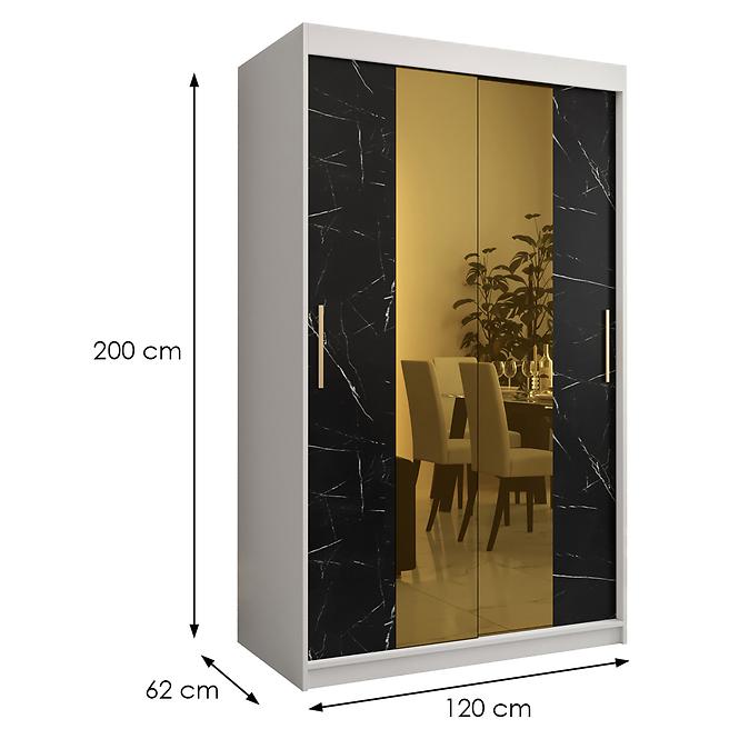 Szekrény Platinum T1 120 fehér márvány/fekete