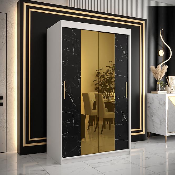 Szekrény Platinum T1 120 fehér márvány/fekete