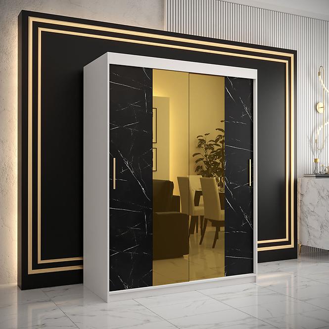 Szekrény Platinum T1 150 fehér márvány/fekete