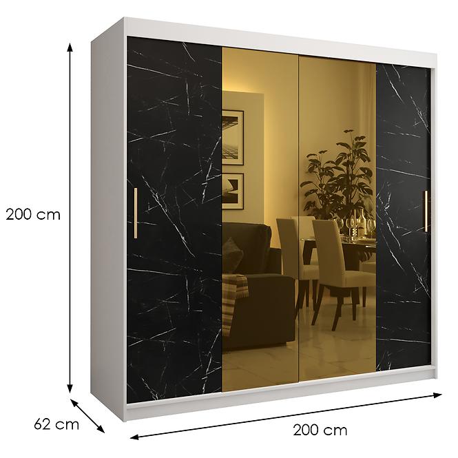 Szekrény Platinum T1 200 fehér márvány/fekete