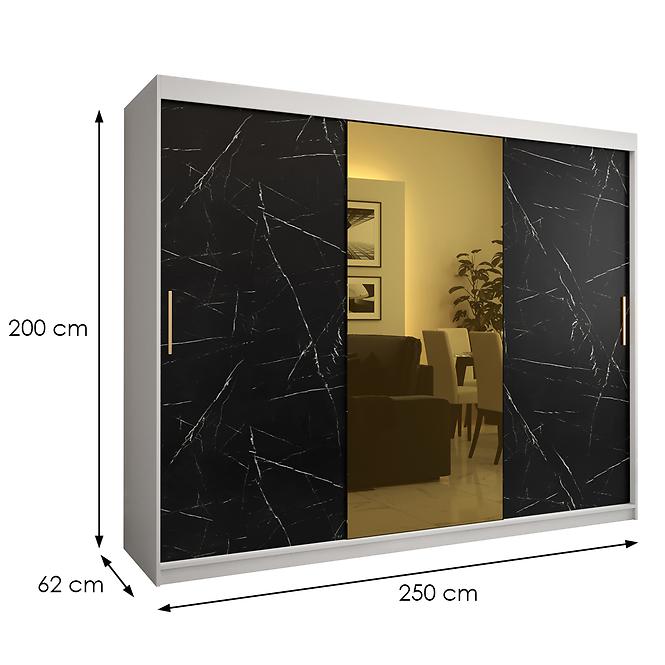 Szekrény Platinum T1 250 fehér márvány/fekete