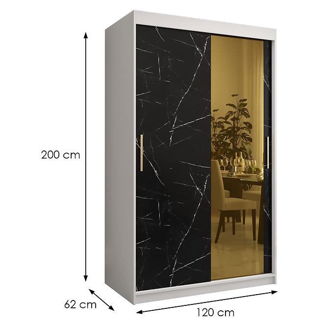 Szekrény Platinum T2 120 fehér márvány/fekete