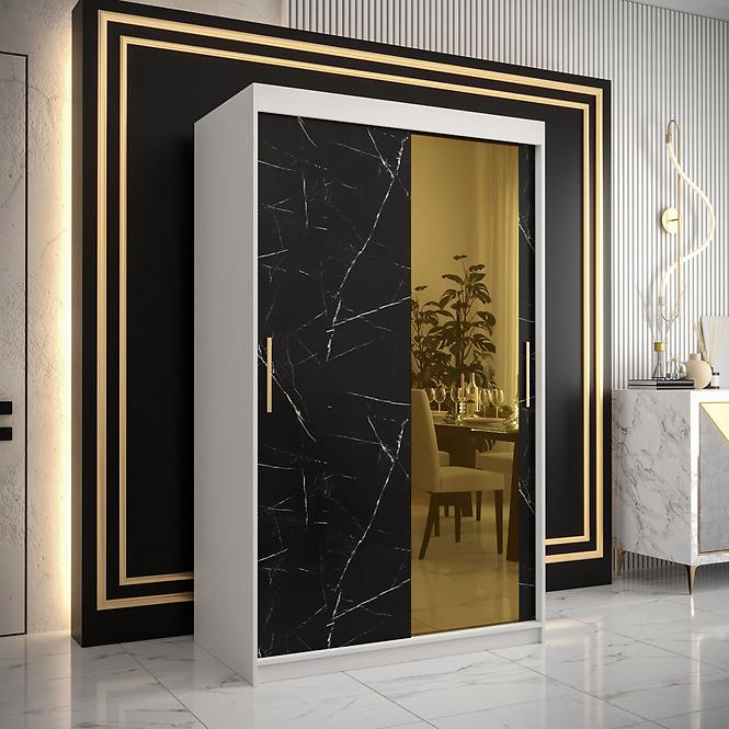 Szekrény Platinum T2 120 fehér márvány/fekete
