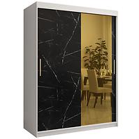 Szekrény Platinum T2 150 fehér márvány/fekete