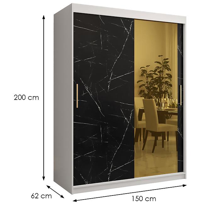 Szekrény Platinum T2 150 fehér márvány/fekete