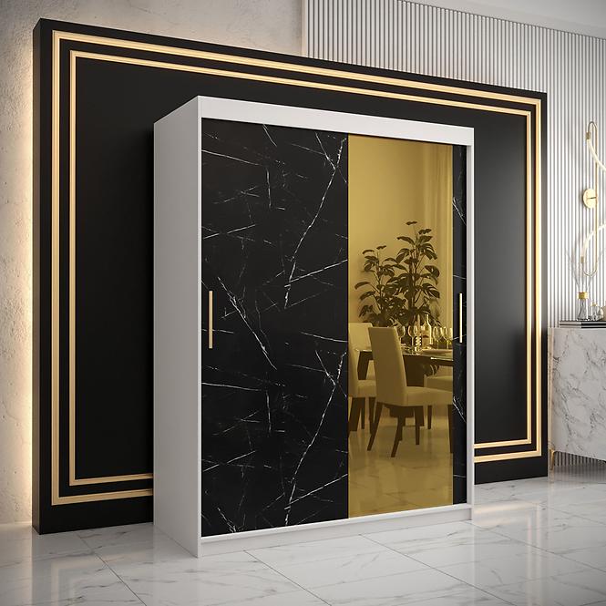 Szekrény Platinum T2 150 fehér márvány/fekete