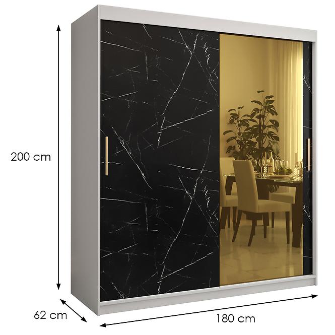 Szekrény Platinum T2 180 fehér márvány/fekete