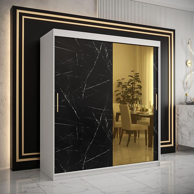 Szekrény Platinum T2 180 fehér márvány/fekete