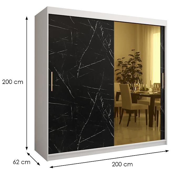 Szekrény Platinum T2 200 fehér márvány/fekete