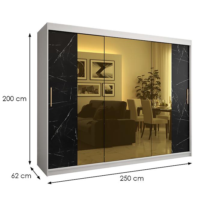 Szekrény Platinum T2 250 fehér márvány/fekete