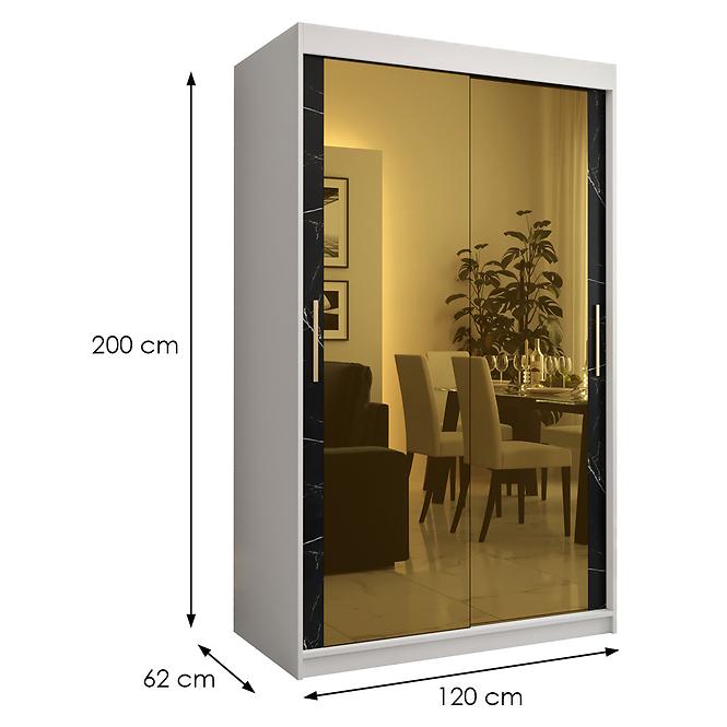 Szekrény Platinum T3 120 fehér márvány/fekete