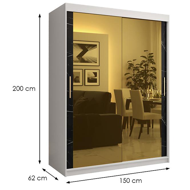 Szekrény Platinum T3 150 fehér márvány/fekete