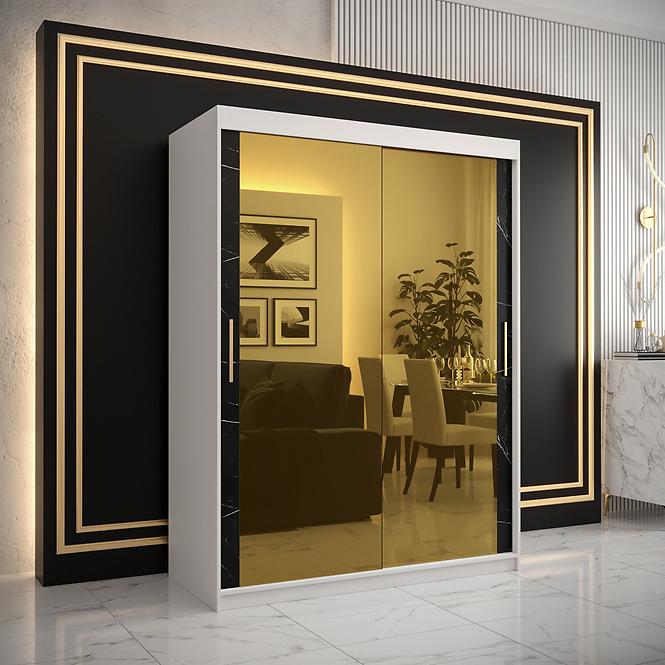 Szekrény Platinum T3 150 fehér márvány/fekete