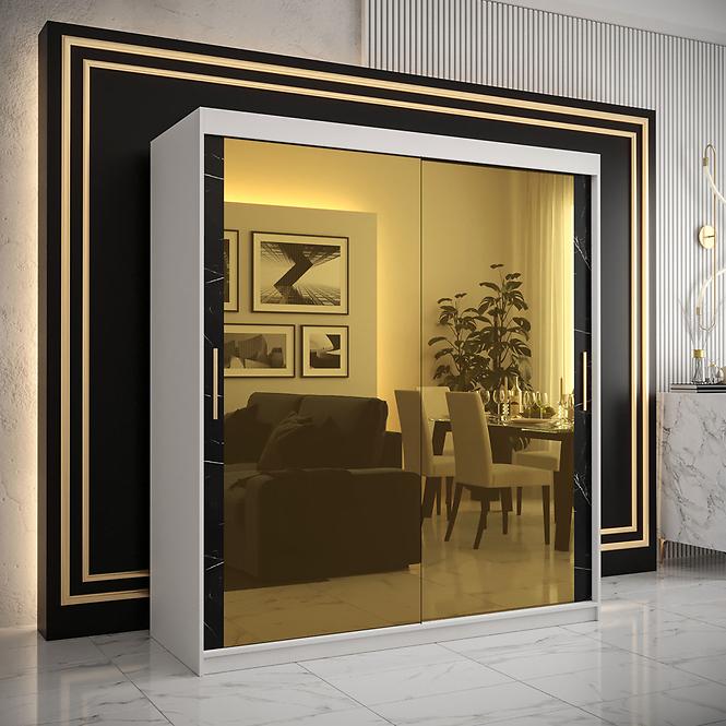 Szekrény Platinum T3 180 fehér márvány/fekete