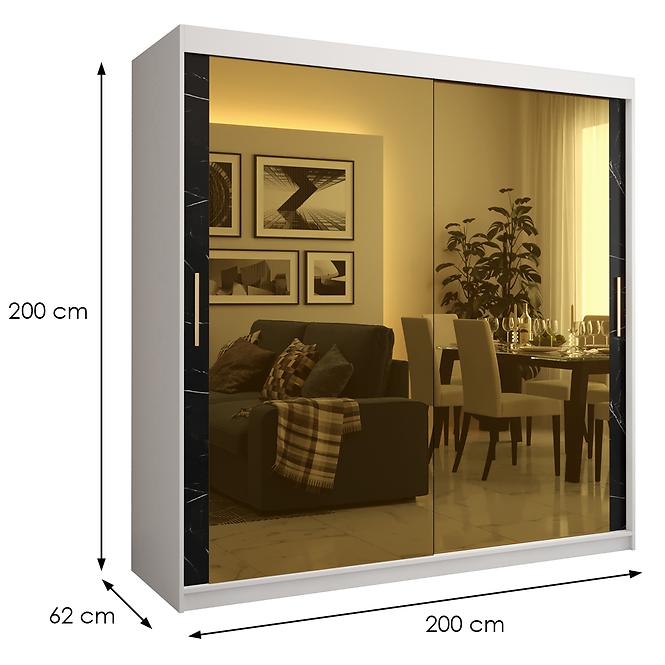 Szekrény Platinum T3 200 fehér márvány/fekete