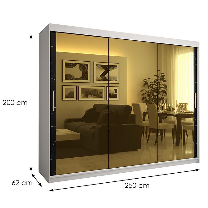 Szekrény Platinum T3 250 fehér márvány/fekete