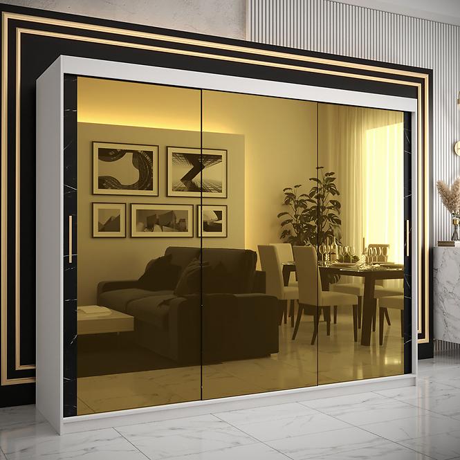 Szekrény Platinum T3 250 fehér márvány/fekete