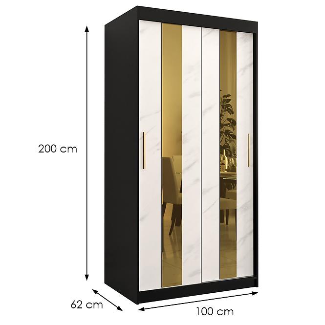 Szekrény Platinum Pole 100 fekete márvány/fehér