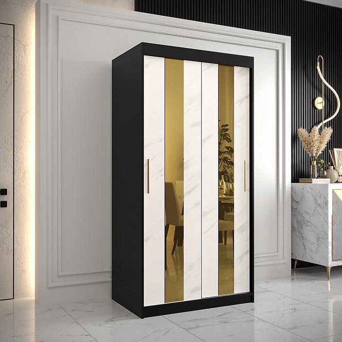 Szekrény Platinum Pole 100 fekete márvány/fehér,4