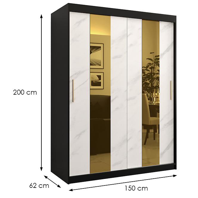 Szekrény Platinum Pole 150 fekete márvány/fehér