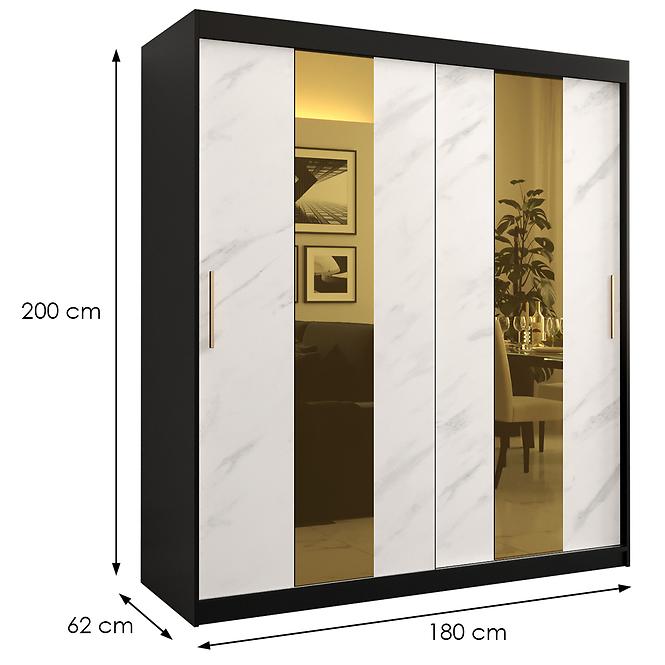 Szekrény Platinum Pole 180 fekete márvány/fehér