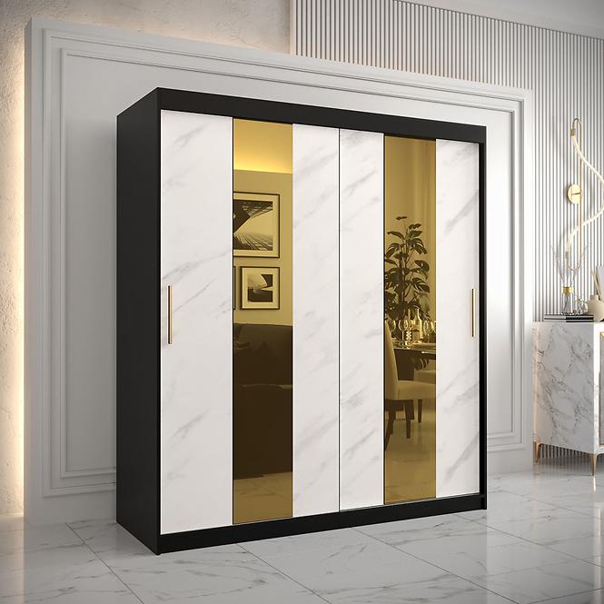 Szekrény Platinum Pole 180 fekete márvány/fehér