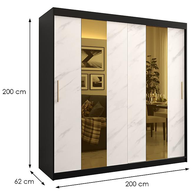 Szekrény Platinum Pole 200 fekete márvány/fehér