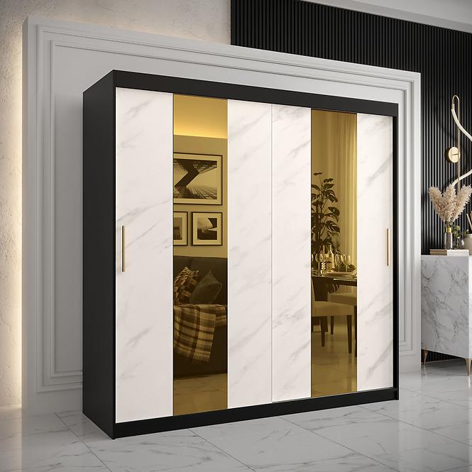 Szekrény Platinum Pole 200 fekete márvány/fehér